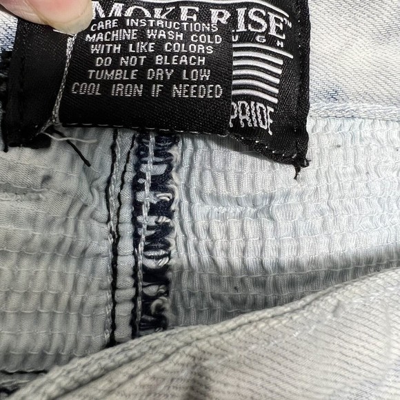 Smoke Rise Brand Light Wash Distressed Jeans Blue Splatter 38 x 33 Streetwear - Picture 11 of 12